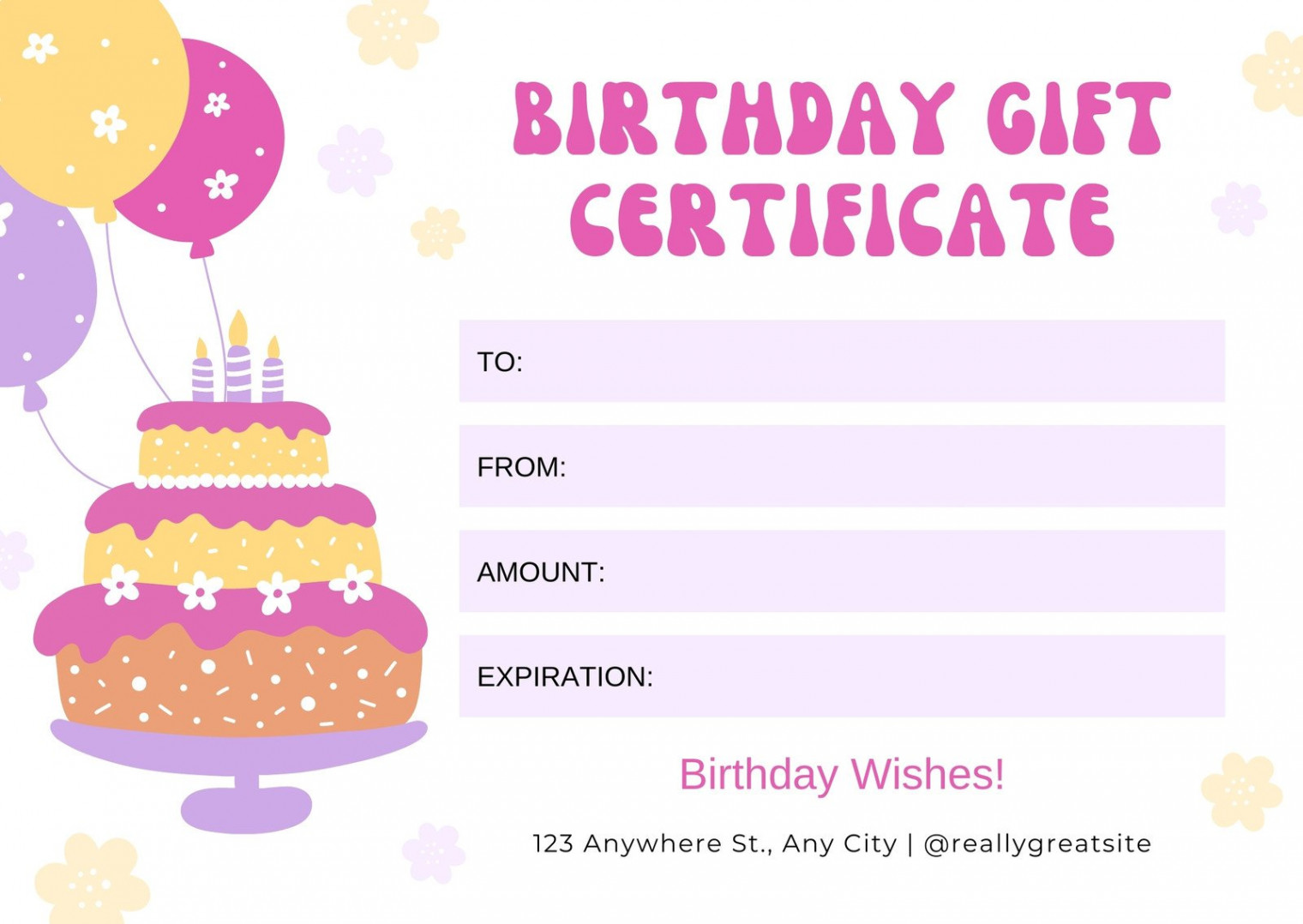 Free, custom printable birthday gift certificate templates  Canva