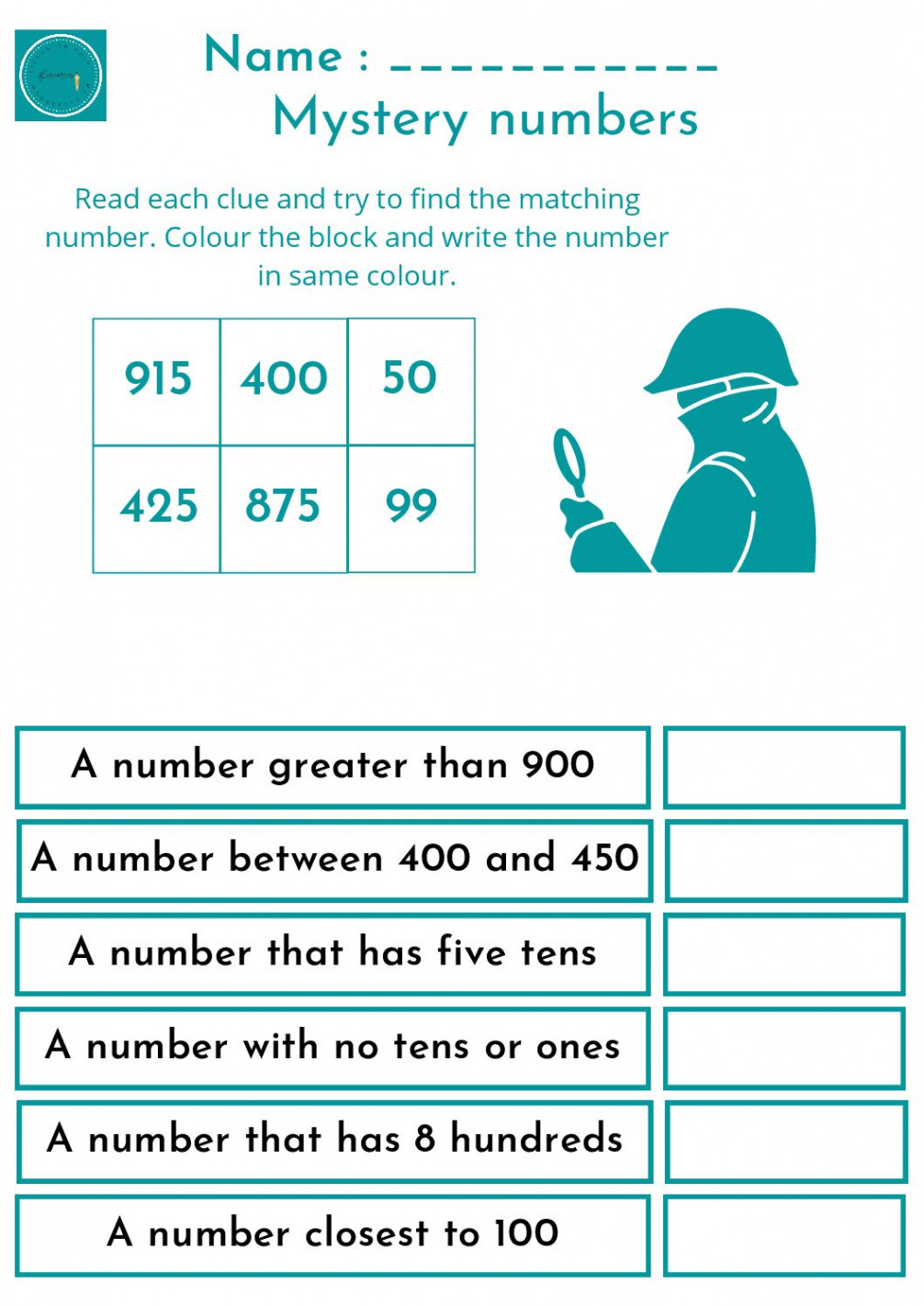 Free detective Math worksheet • Teacha!