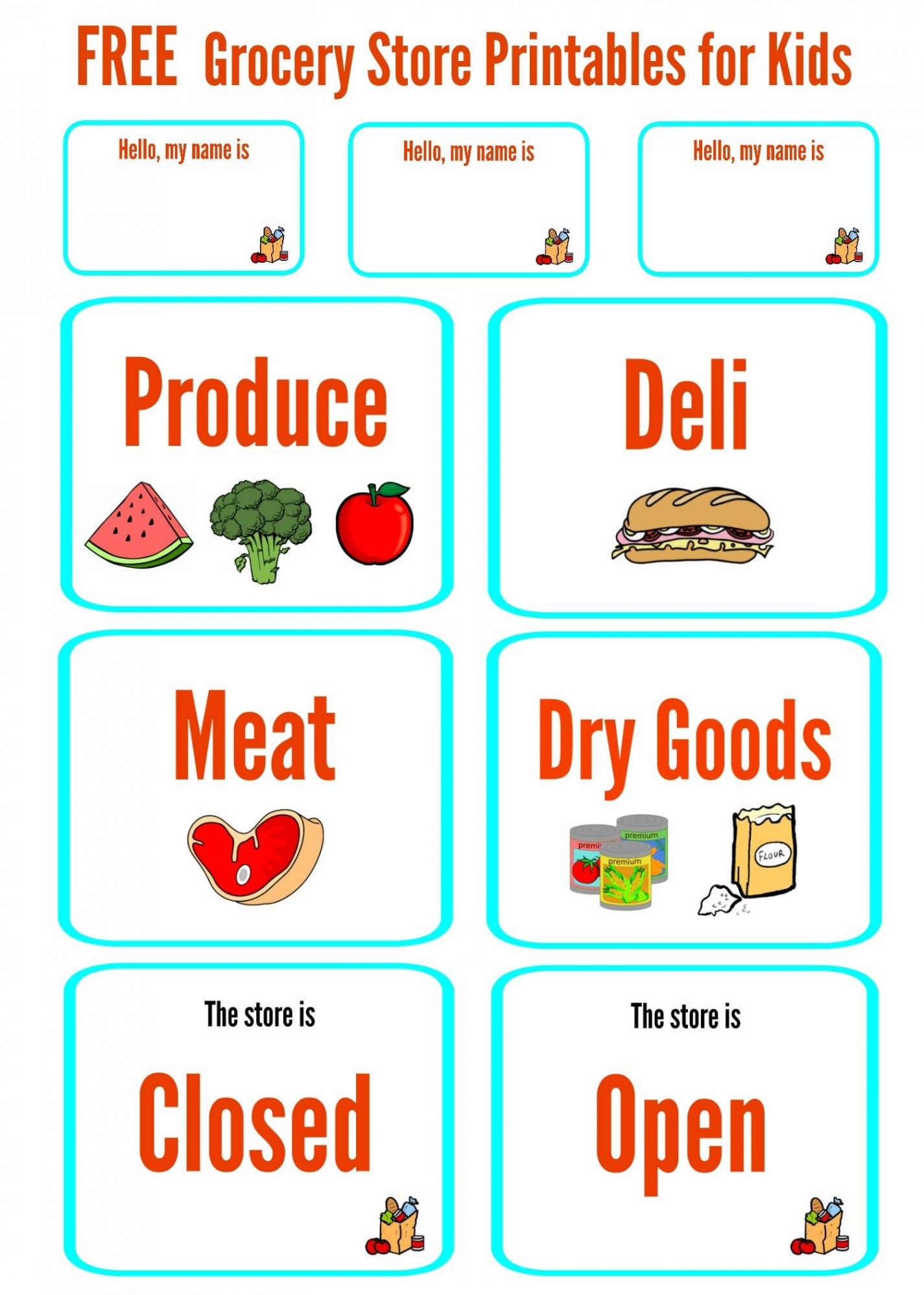 FREE Pretend Play Grocery Store Printables for Kids - Make Life Lovely