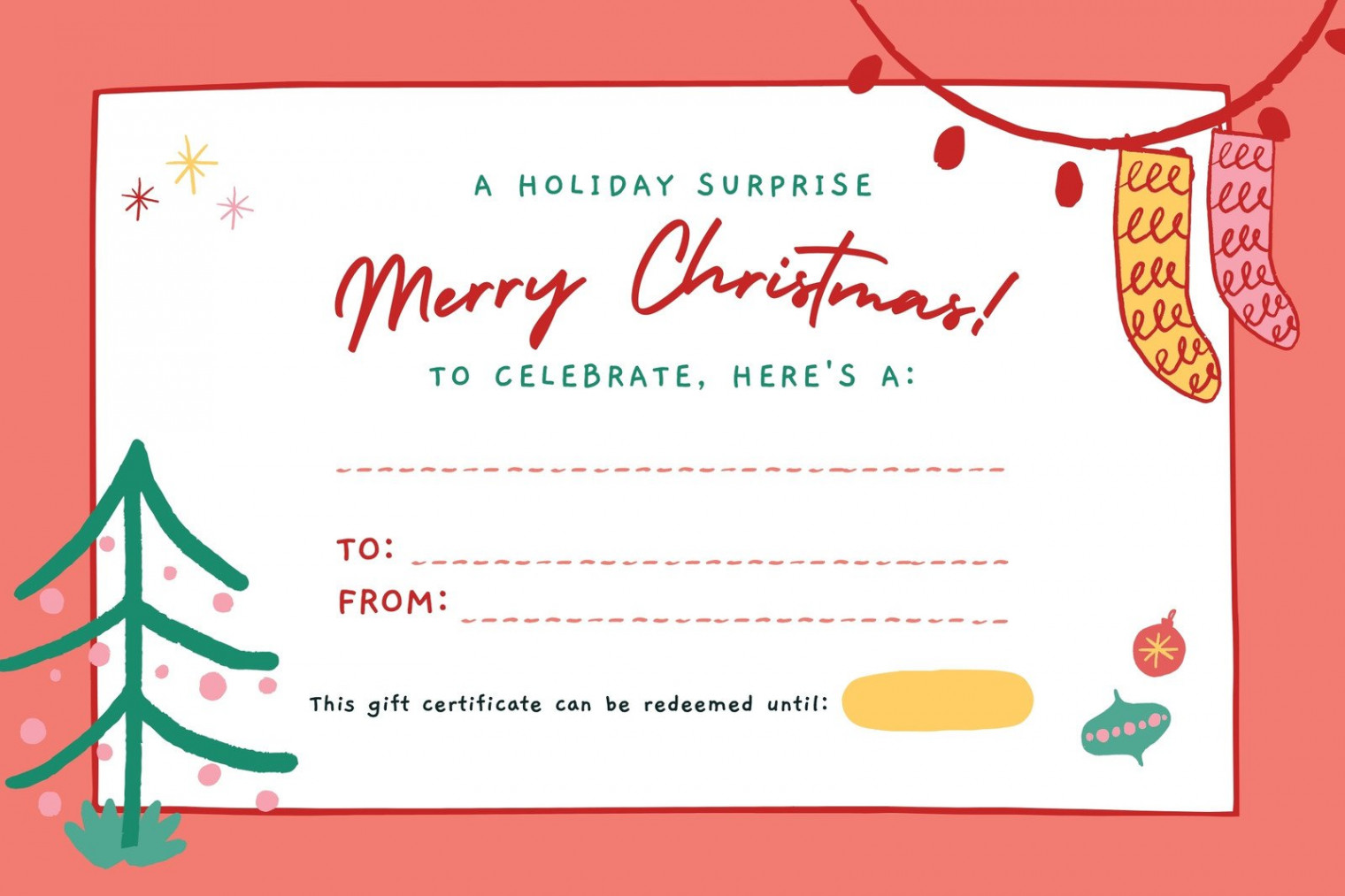 Free, printable custom Christmas gift certificate templates  Canva