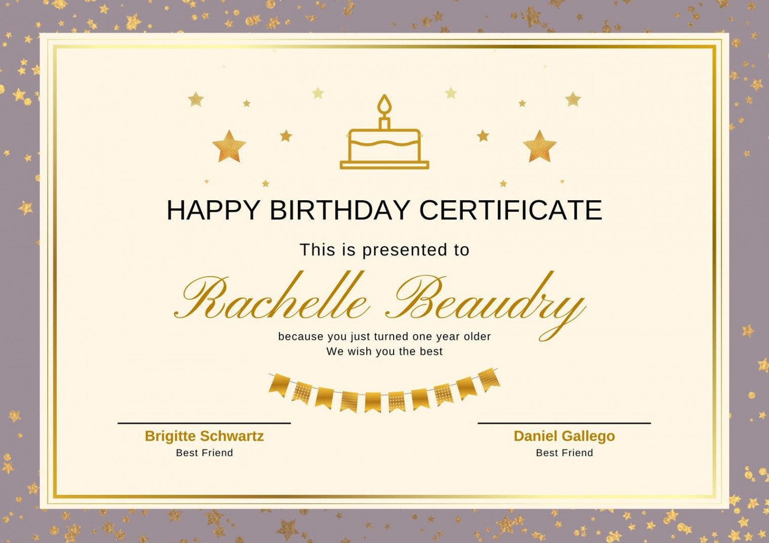 Free printable, customizable birthday certificate templates  Canva