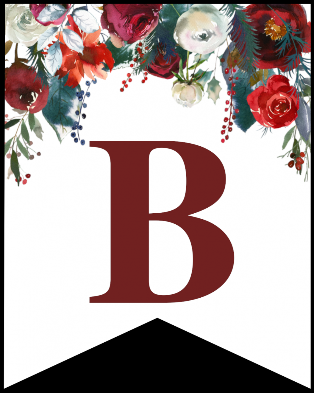 Free Printable Floral Christmas Banner Letters - Paper Trail Design