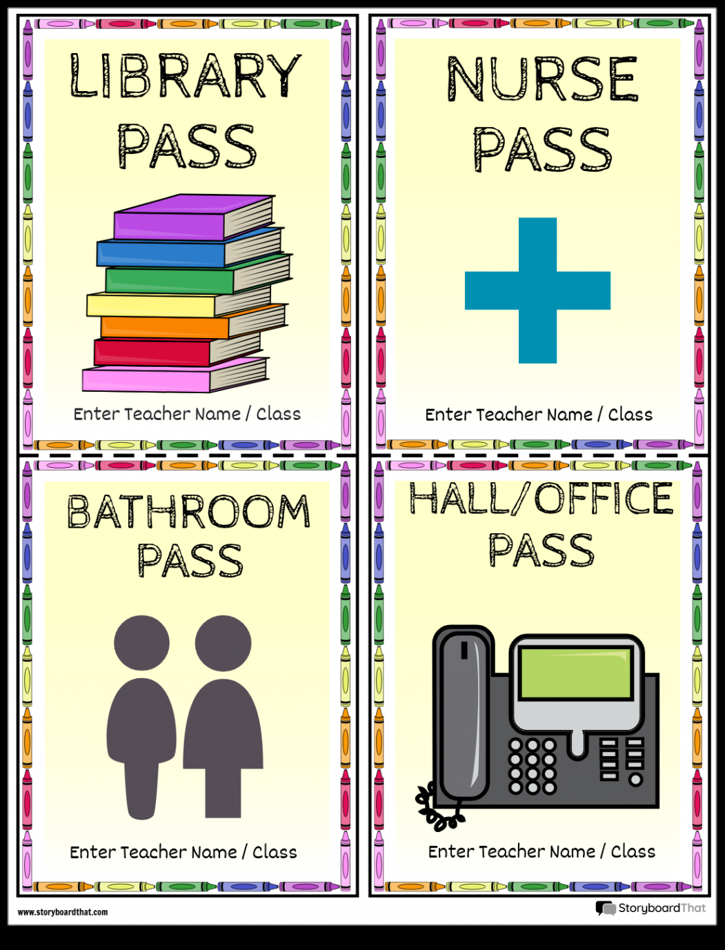 Free Printable Hall Passes  StoryboardThat