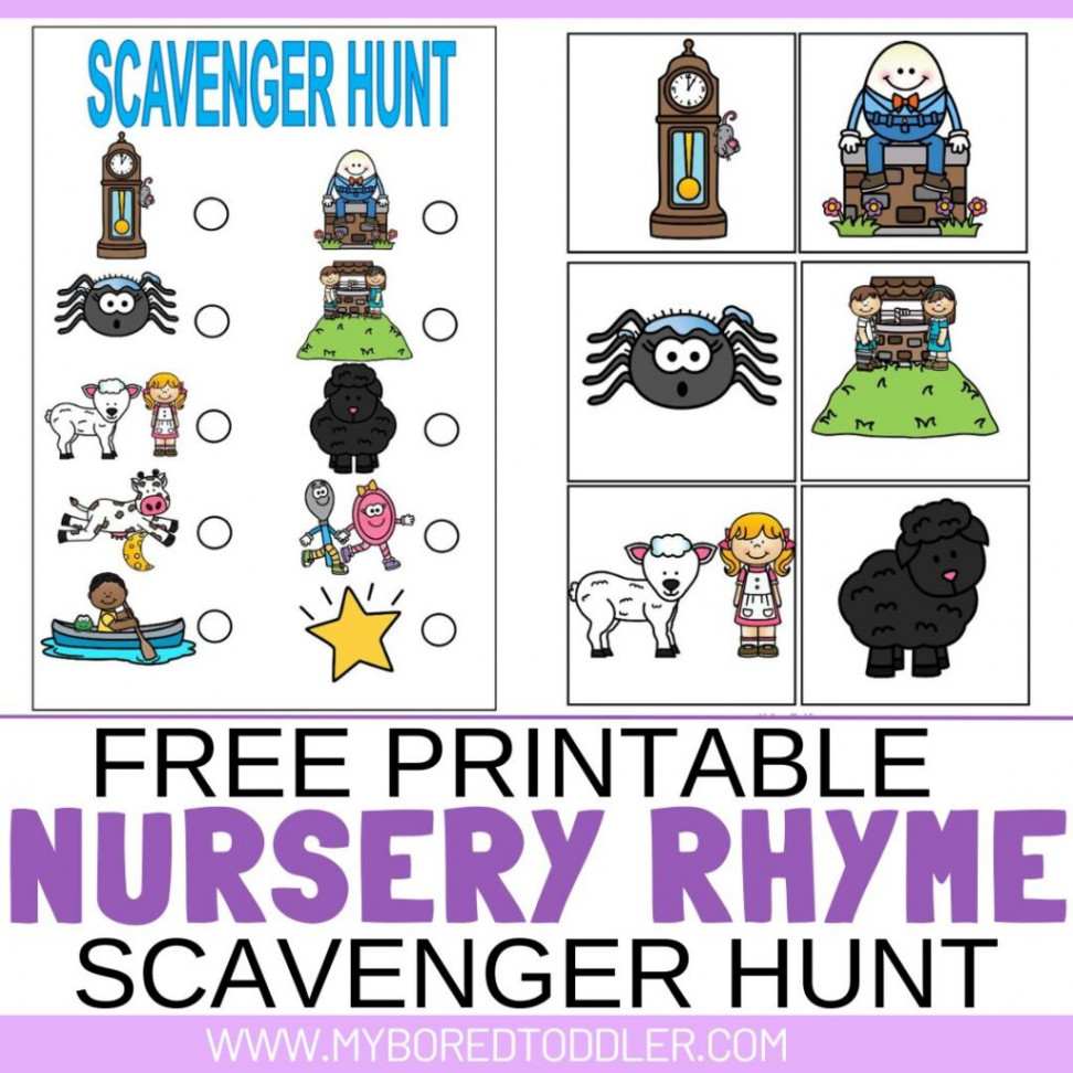 FREE PRINTABLE Nursery Rhyme Scavenger Hunt - My Bored Toddler