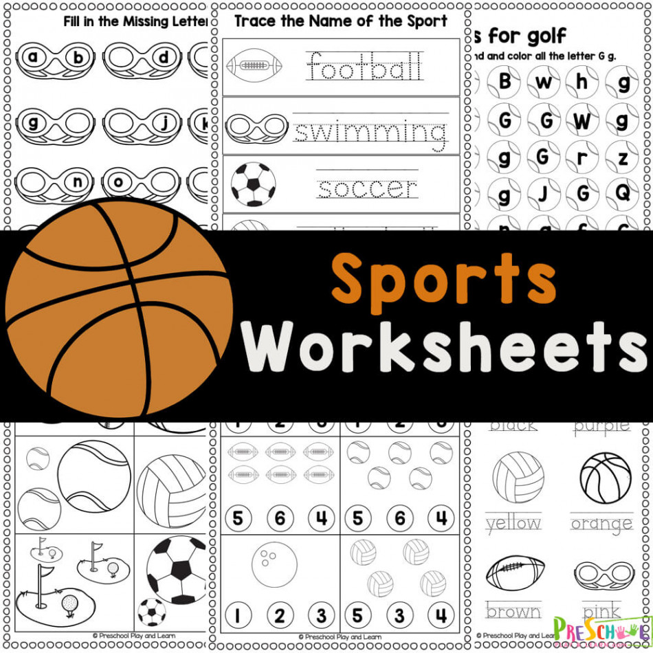 🏈⚾🎳⚽ FREE Printable Sports Worksheets for Preschoolers