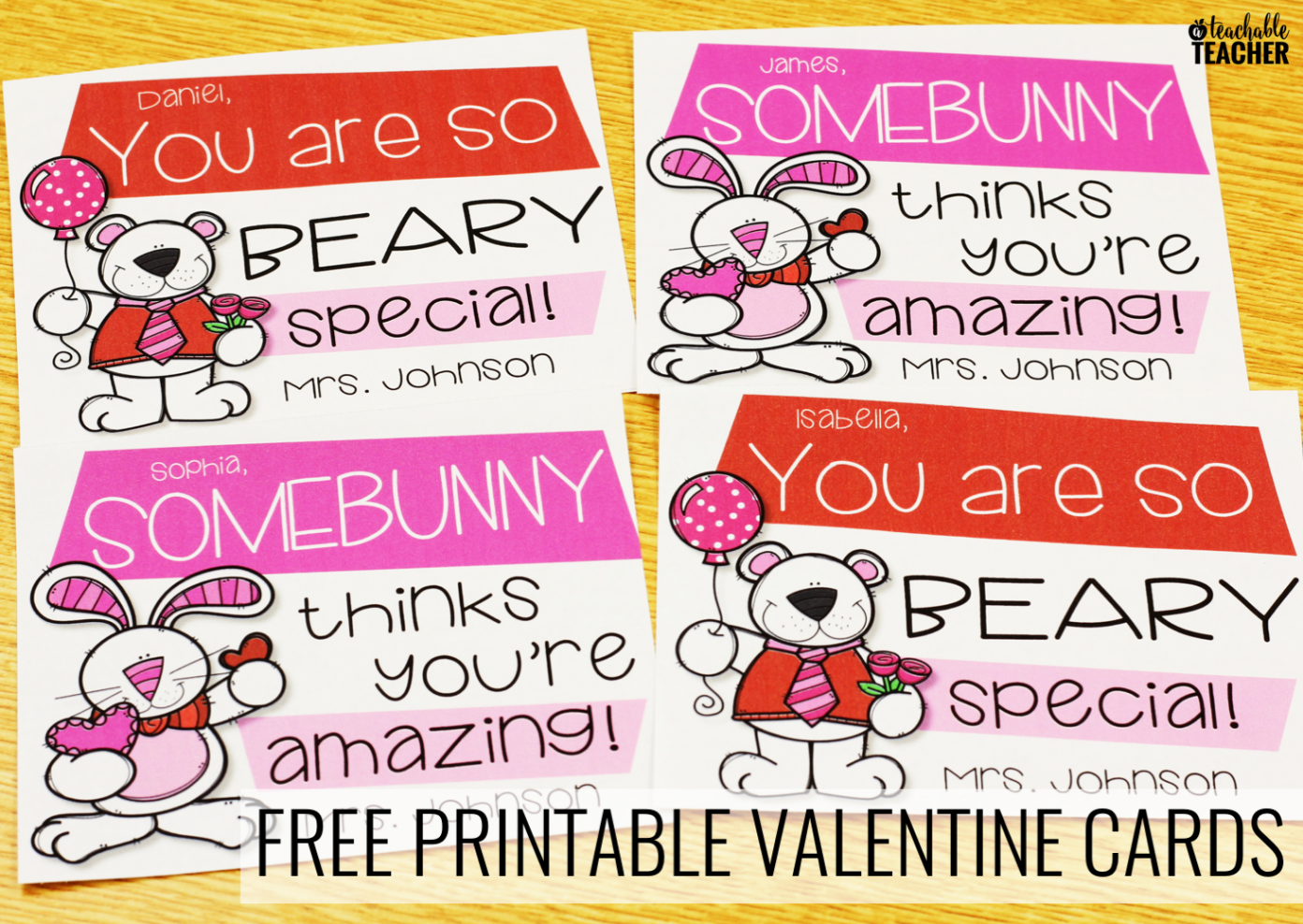 Free Printable Teacher Valentine Cards Your Students will Love