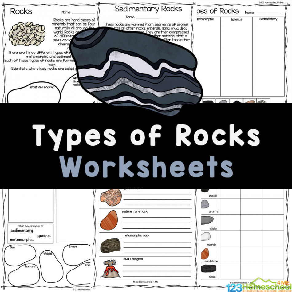 FREE Types of Rocks Worksheets (inlcudes Rock Life Cycle Diagram)