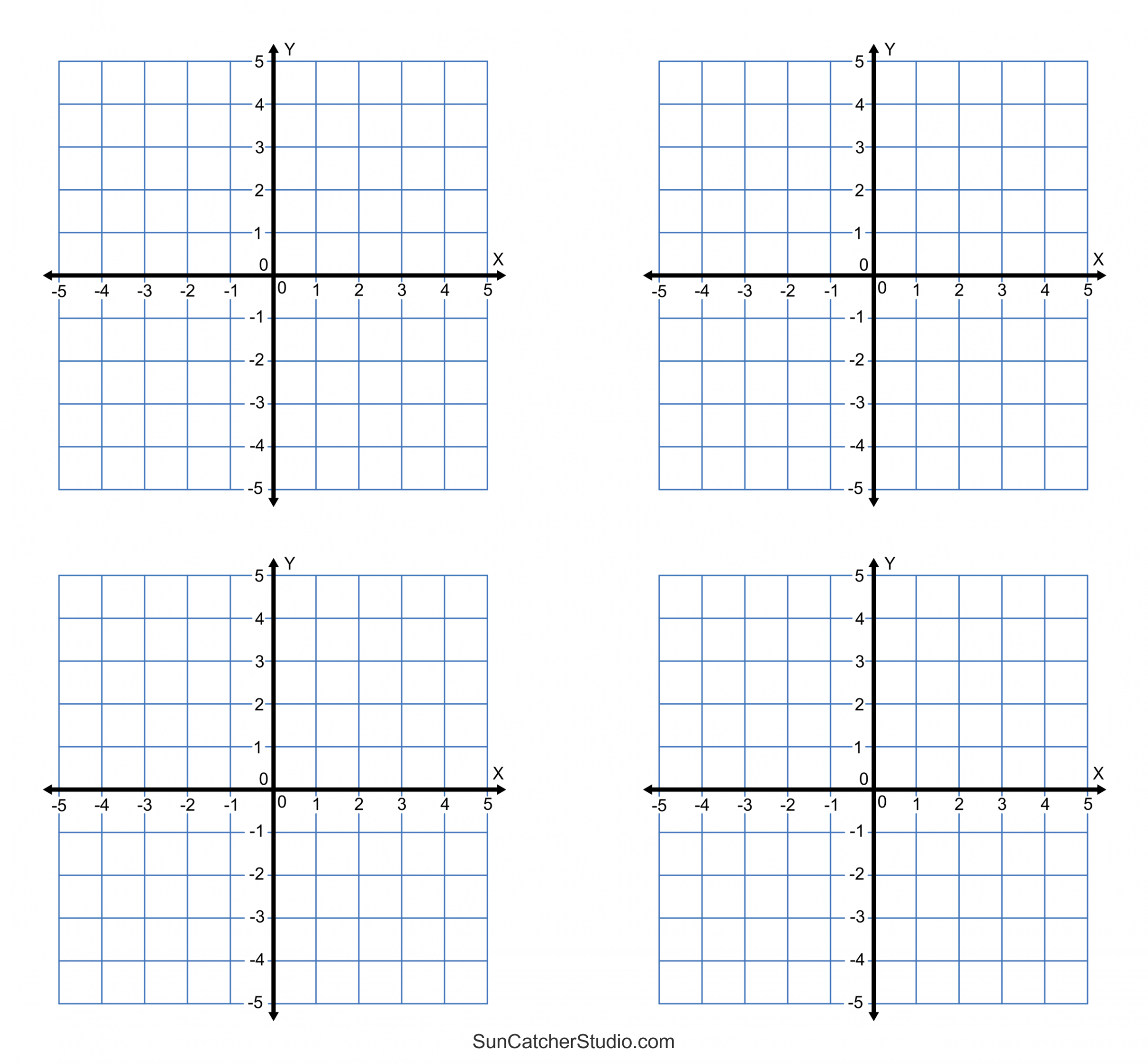 Grid Paper (Printable  Quadrant Coordinate Graph Paper Templates