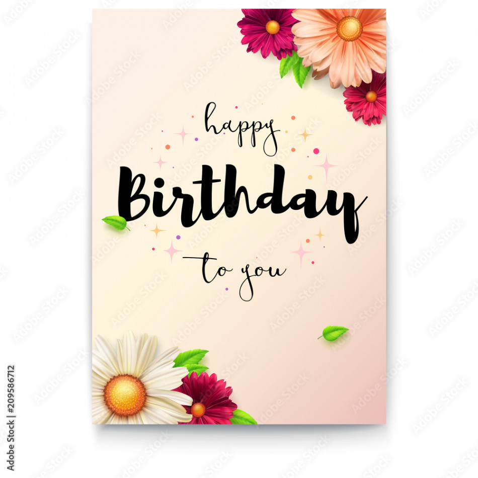 Happy birthday floral lettering design