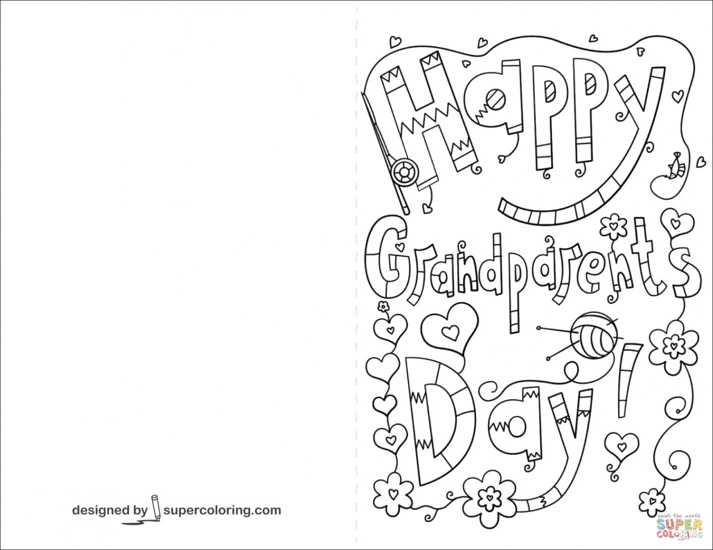 Happy Grandparents Day Doodle Card coloring page  Free Printable