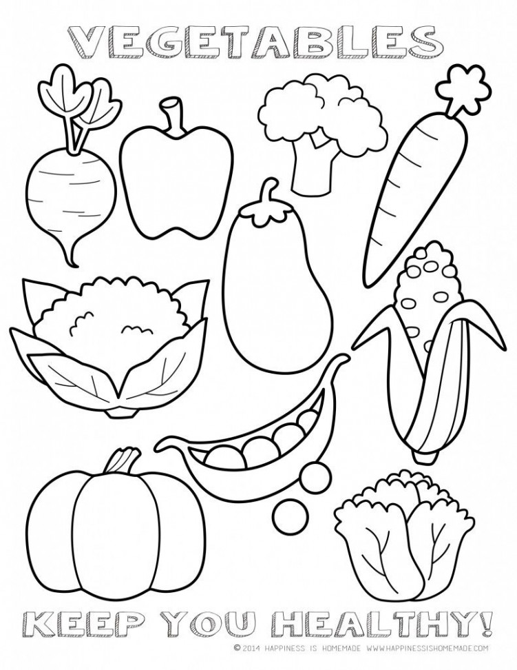 Healthy Vegetables Coloring Page Sheet  Vegetable coloring pages