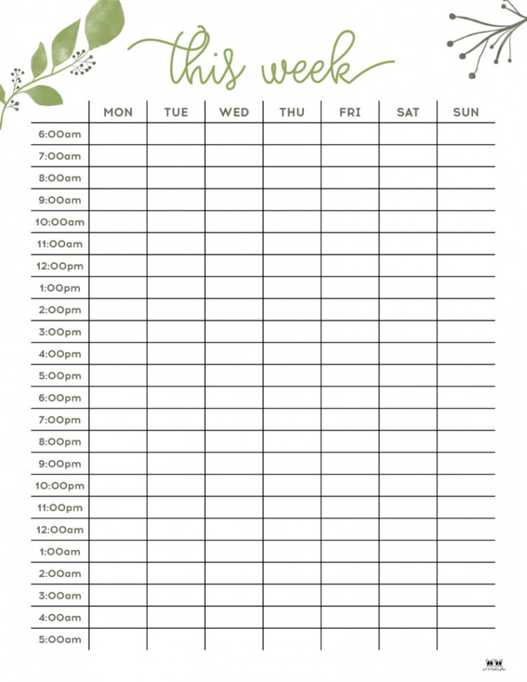 Hourly Planners -  FREE Printables  Printabulls