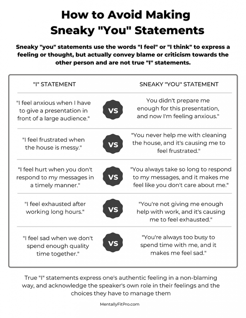 I" Statements Worksheet  Mentally Fit Pro