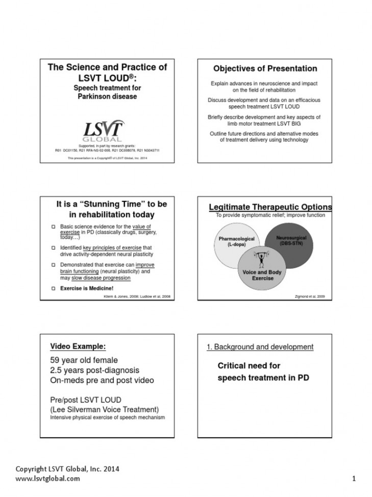 LSVT Loud Patient Lecture Handout   PDF  Parkinson