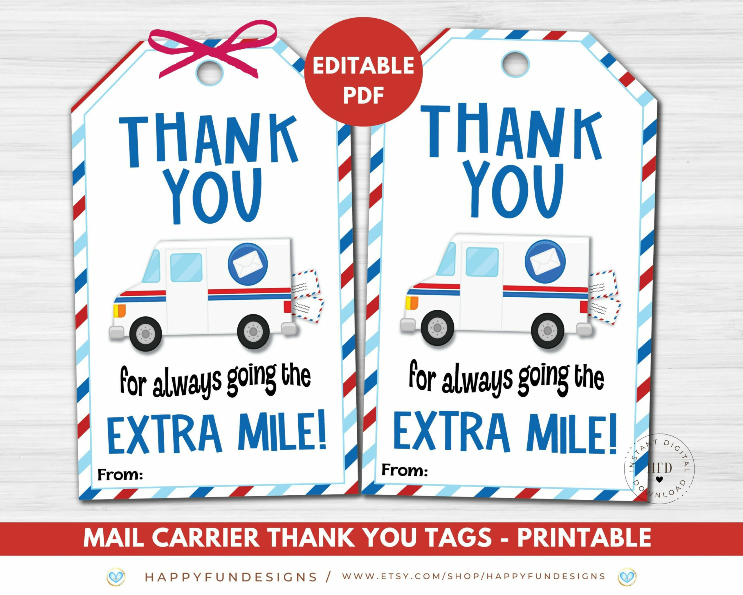 Mail Carrier Thank You Tag Printable Mail Carrier Gift Tag - Etsy