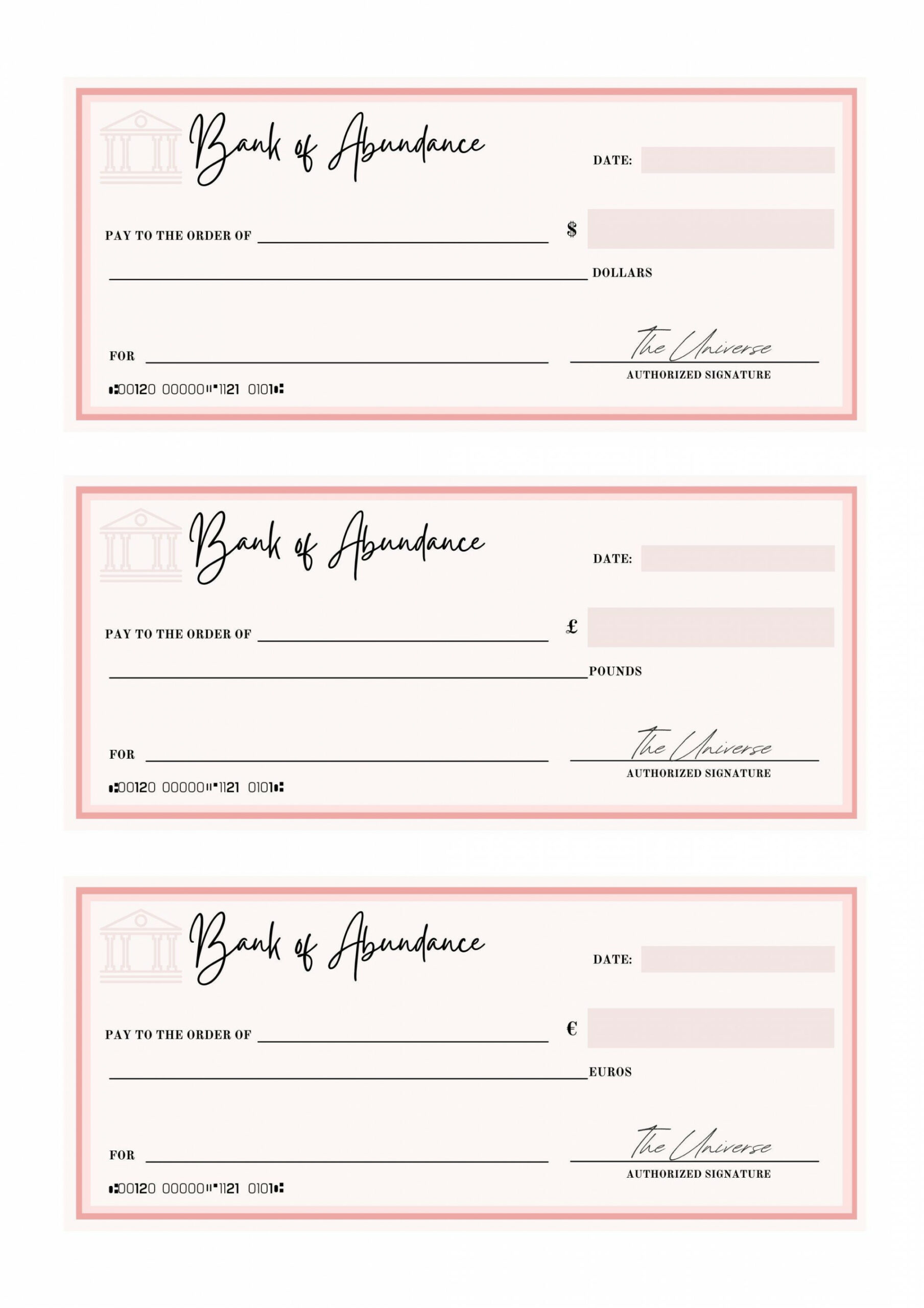 Manifestation Check Abundance Checks PDF Universal Bank of - Etsy