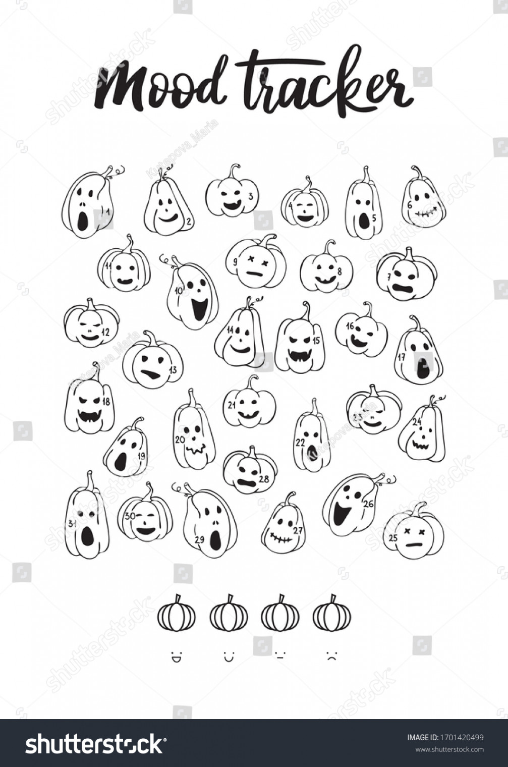 Mood Tracker A Printing On October Stock Vector (Royalty Free