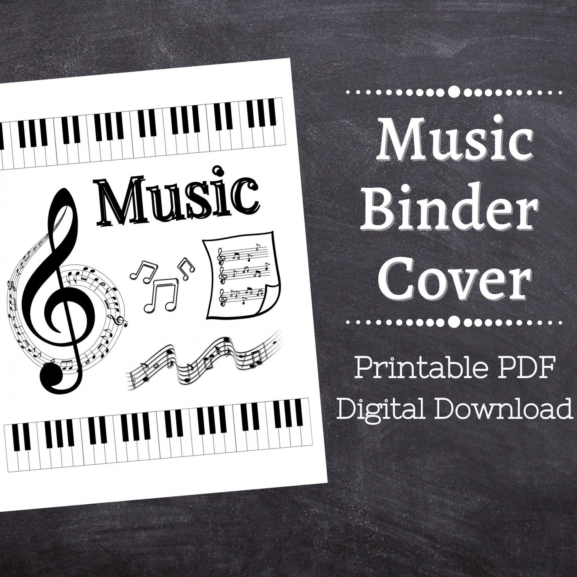 MUSIC Binder Cover Printable / Letter Size / School Binder Cover