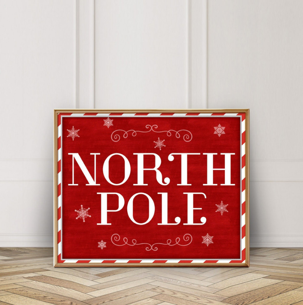 North Pole Printable-north Pole Sign-christmas North Pole