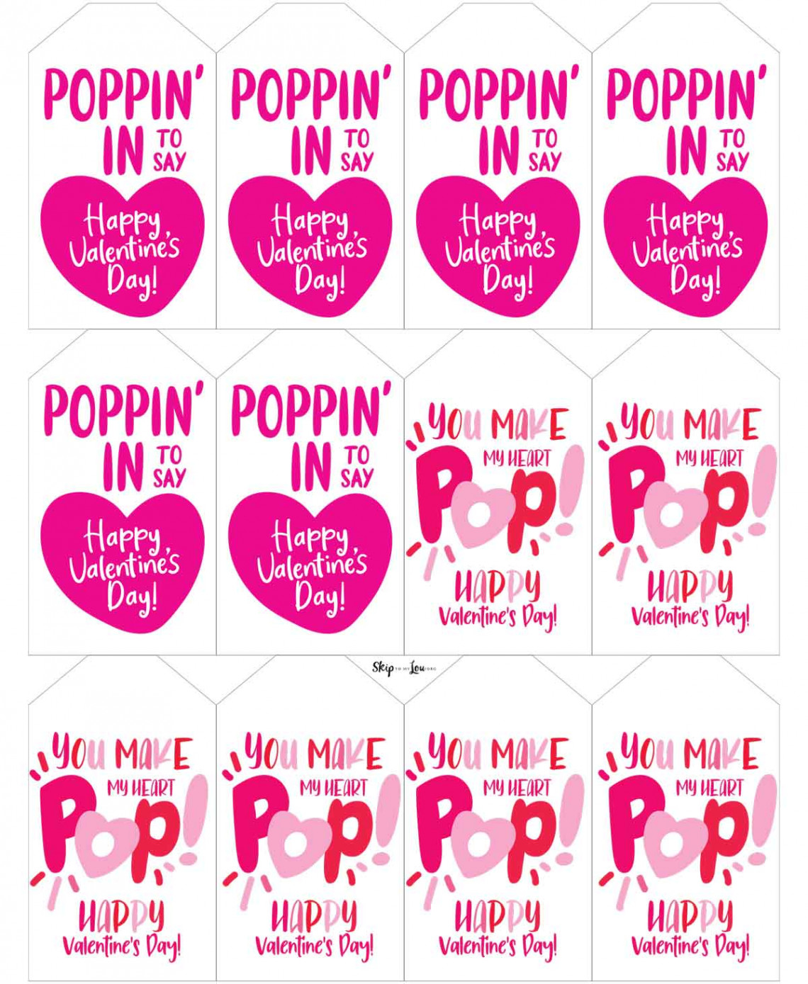 Pop it Printable Valentine Cards  Skip To My Lou