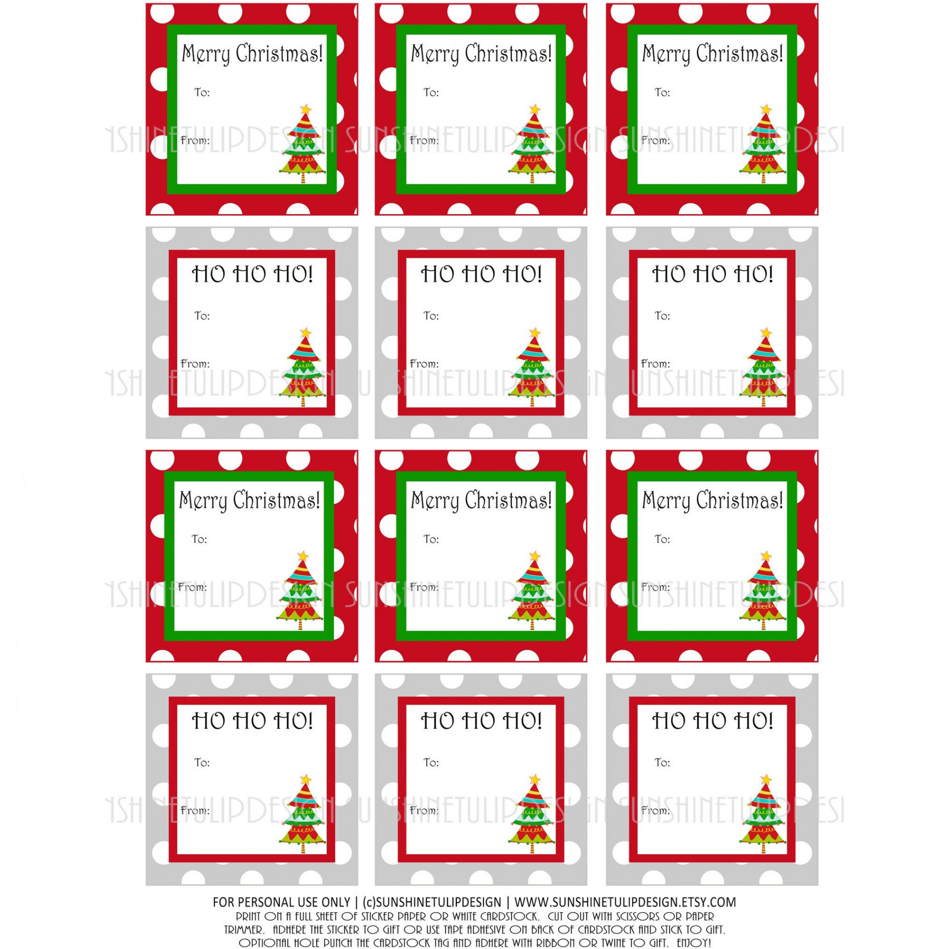 Printable Christmas Gift Tags, Christmas Labels, Red and Green Christmas  Tags