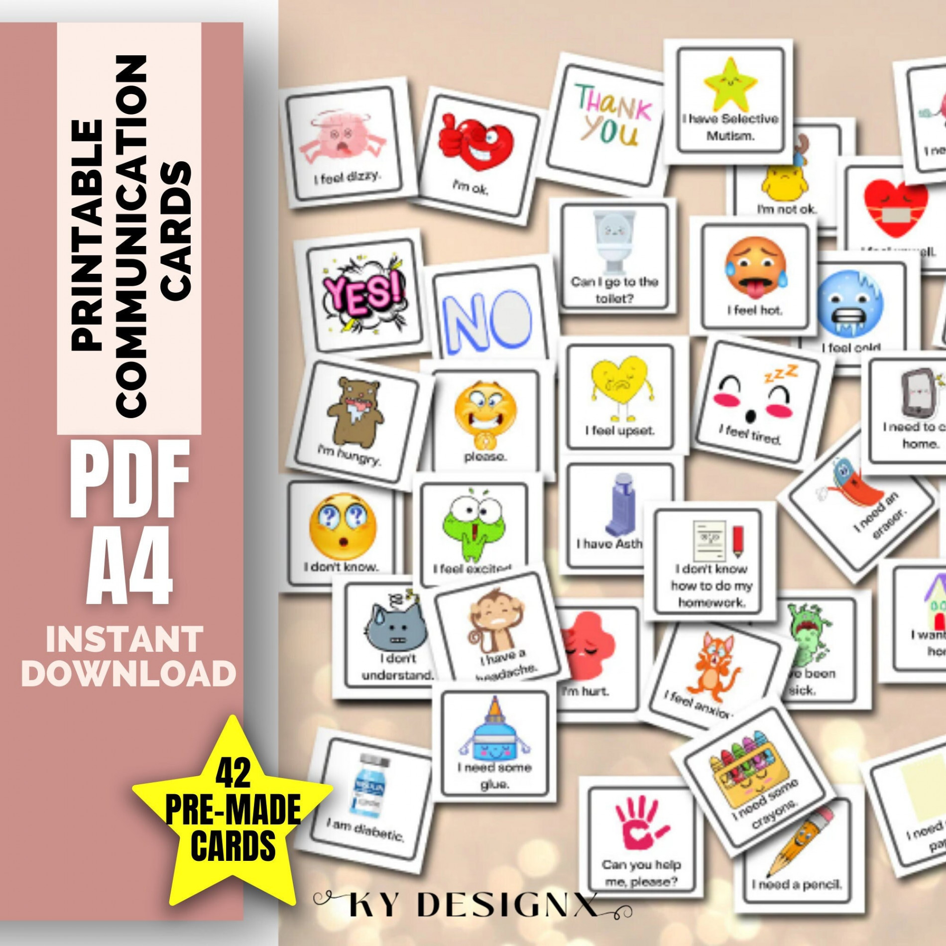 Printable Communication Cards for Non-verbal, Autism, Children