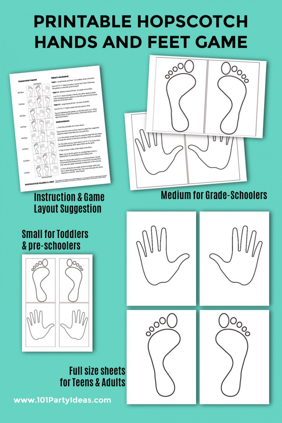 Printable Hopscotch Hands and Feet Game  Hopscotch, Foot games