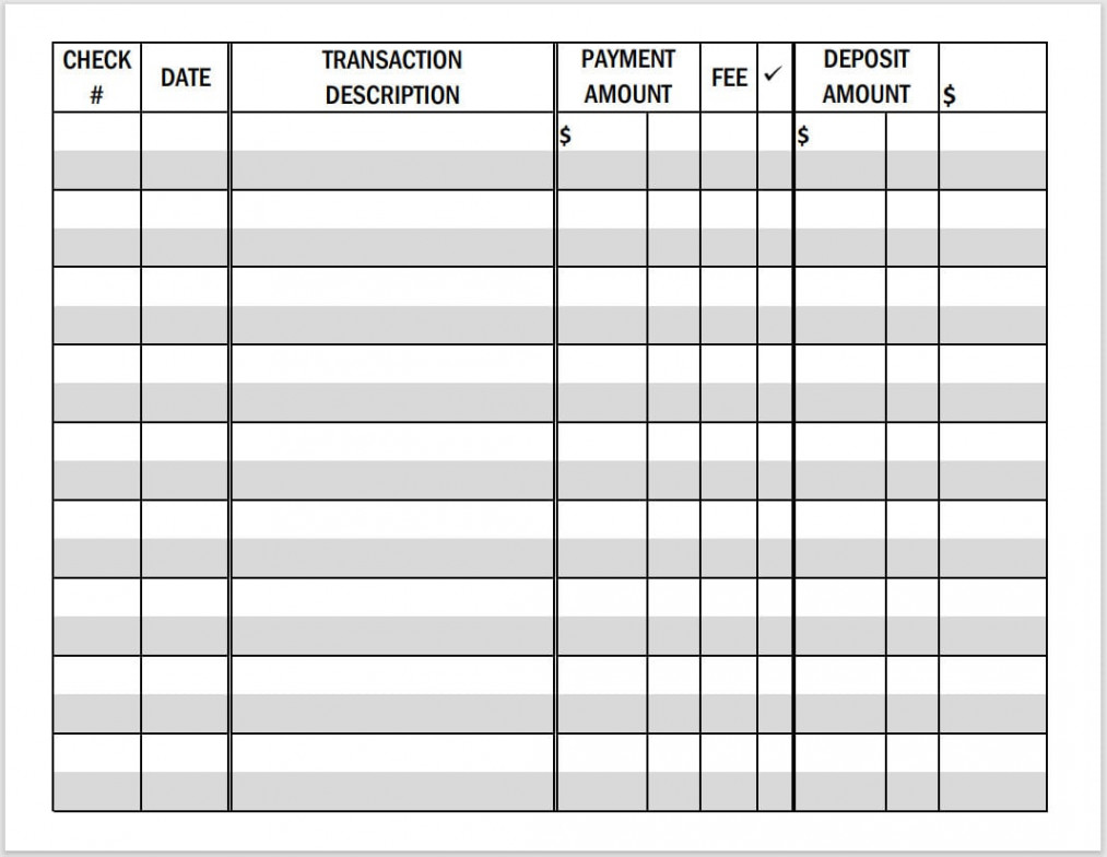 Printable LARGE PRINT Checkbook Register, PDF File, Prints