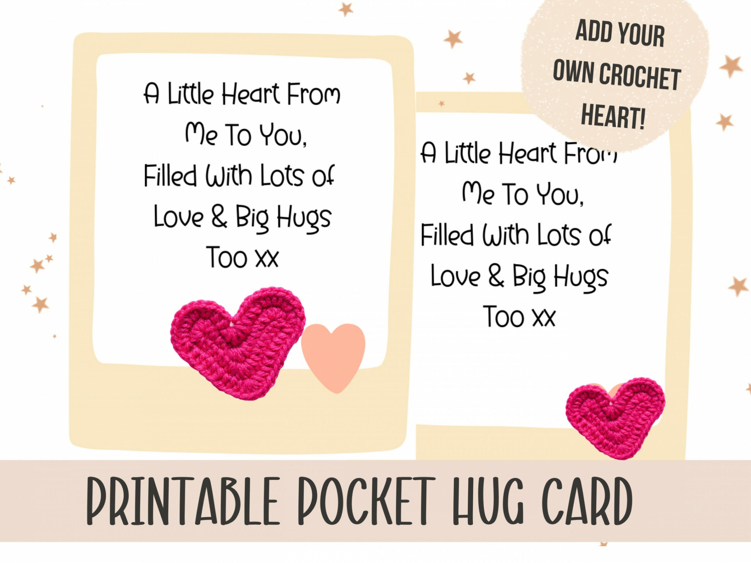 PRINTABLE Pocket Hug Crochet Card Crochet Pocket Hug Template Poem