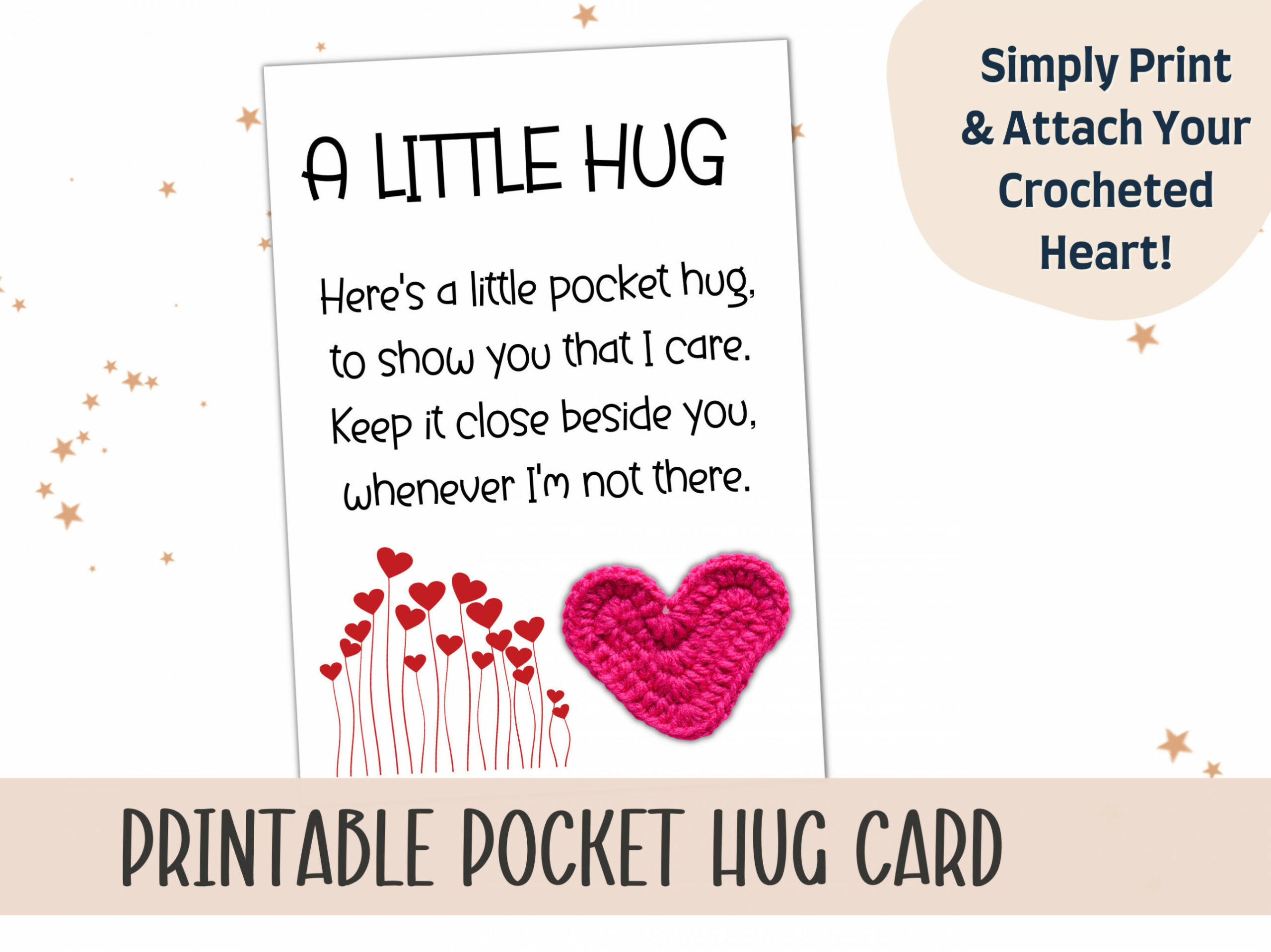 PRINTABLE Pocket Hug Crochet Card Crochet Pocket Hug Template Poem