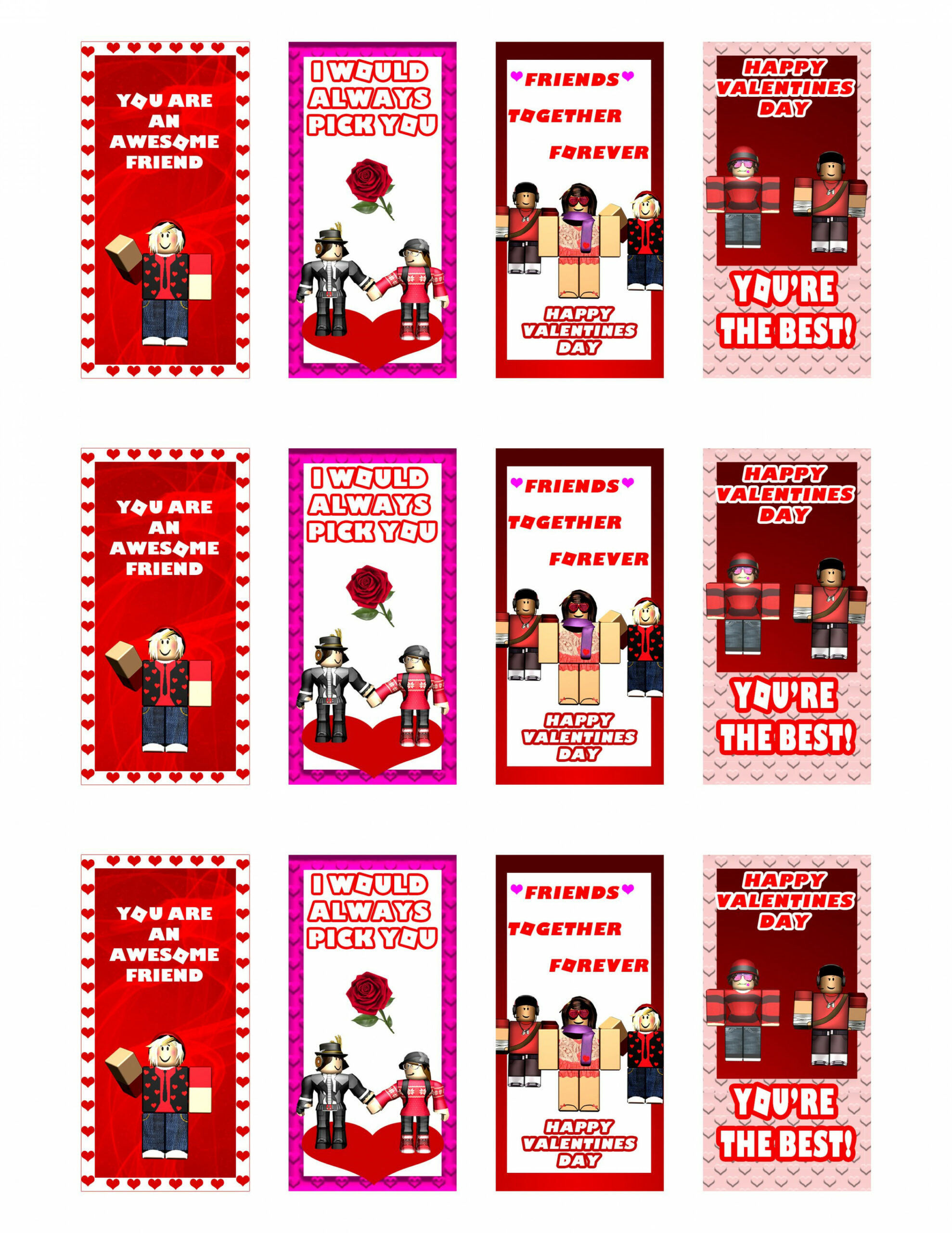 Roblox valentine cards  Printable valentines cards, Valentines