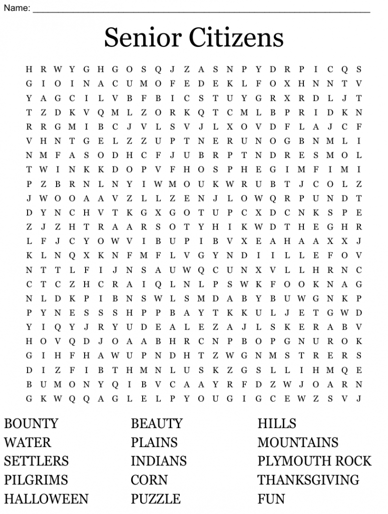 Senior Citizens Word Search - WordMint