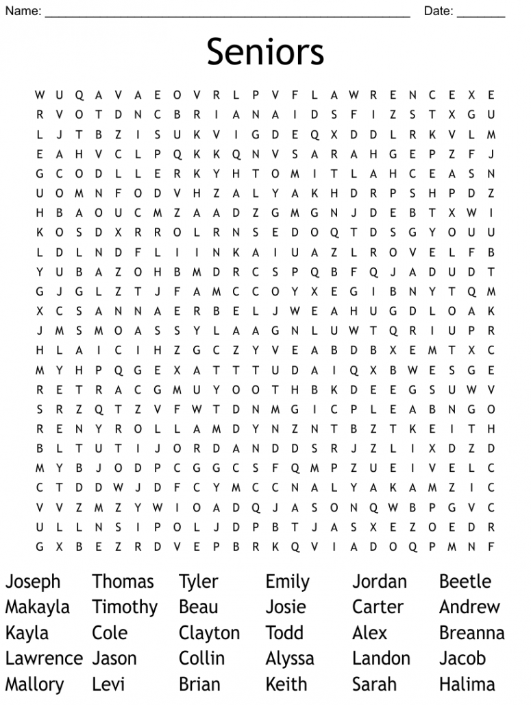 Seniors Word Search - WordMint