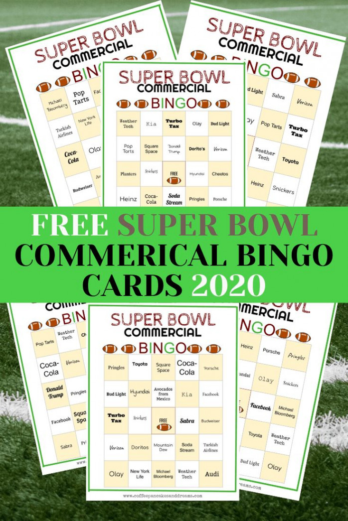 Super Bowl Commercial Bingo Cards Free Printable UPDATED