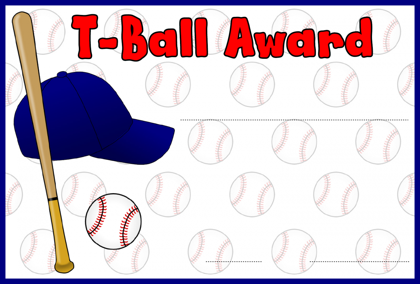 T-Ball Award Certificates  Certificate templates, Free