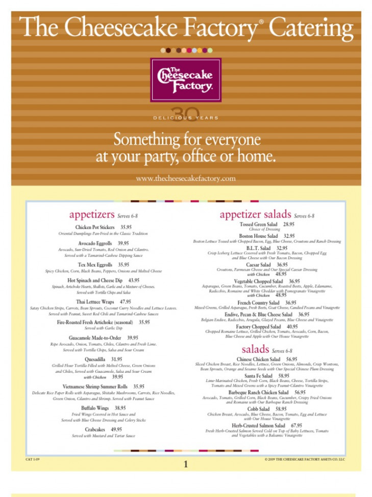 The Cheesecake Factory - Catering Menu - Nationwide  PDF