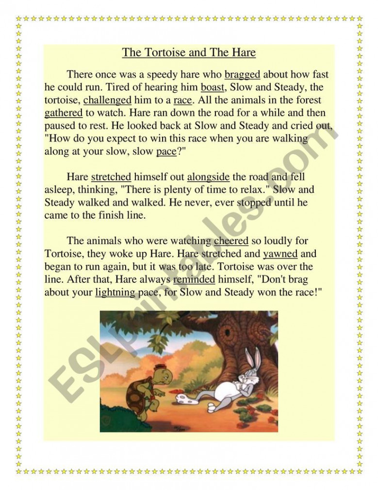 The Tortoise and the Hare - Story - ESL worksheet by winterkanbcold