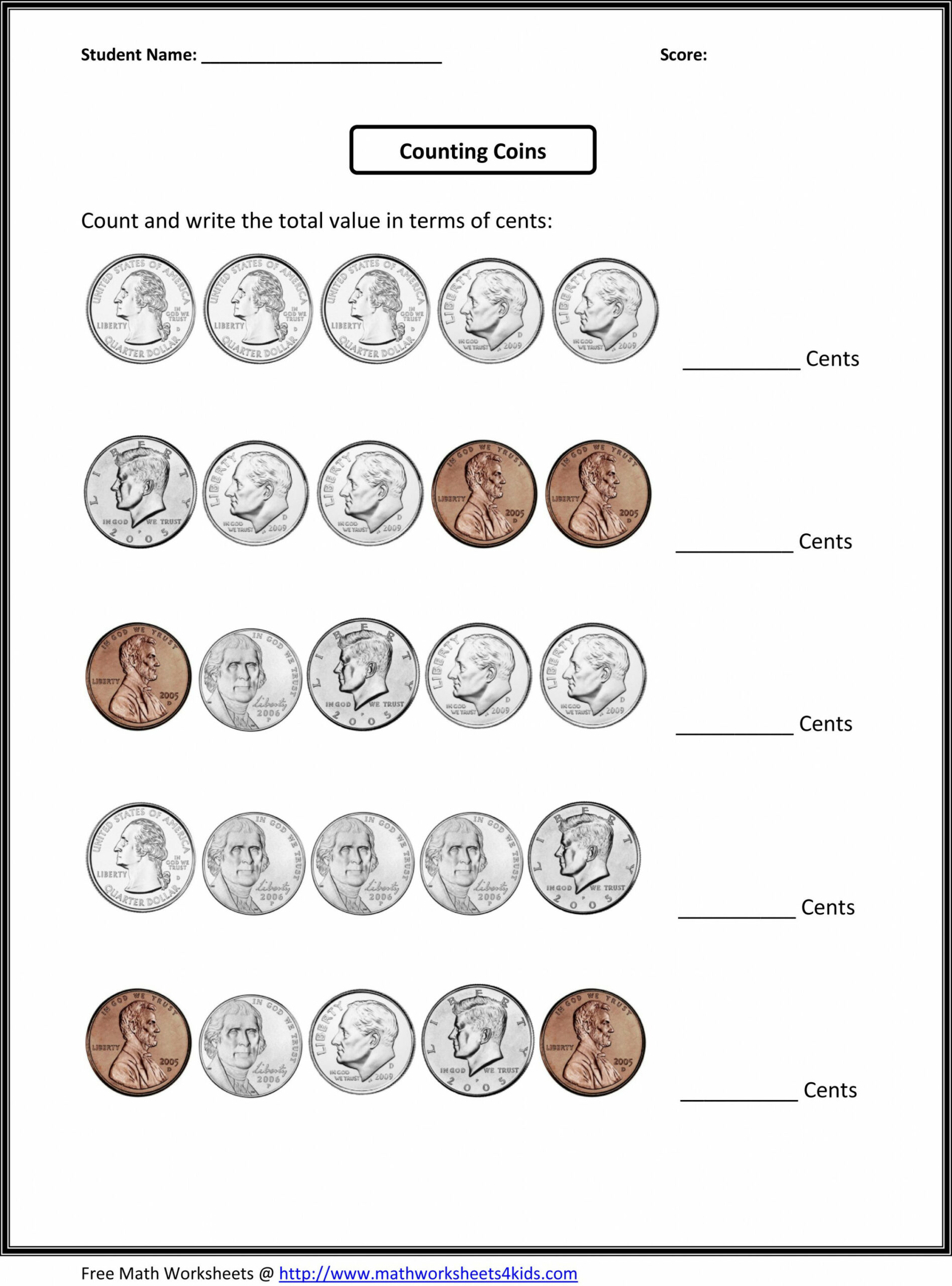 Total cents  rd grade math worksheets, Fourth grade math, th