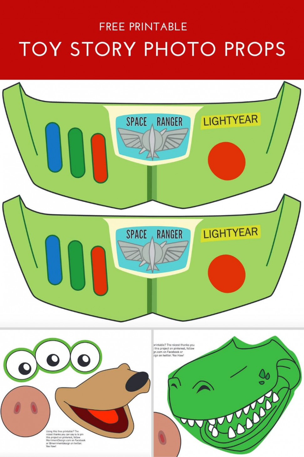 Toy Story Photo Booth Props free printable PDF  Toy story party