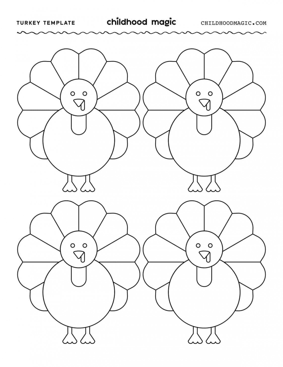 Turkey Template - Free Printable - Childhood Magic