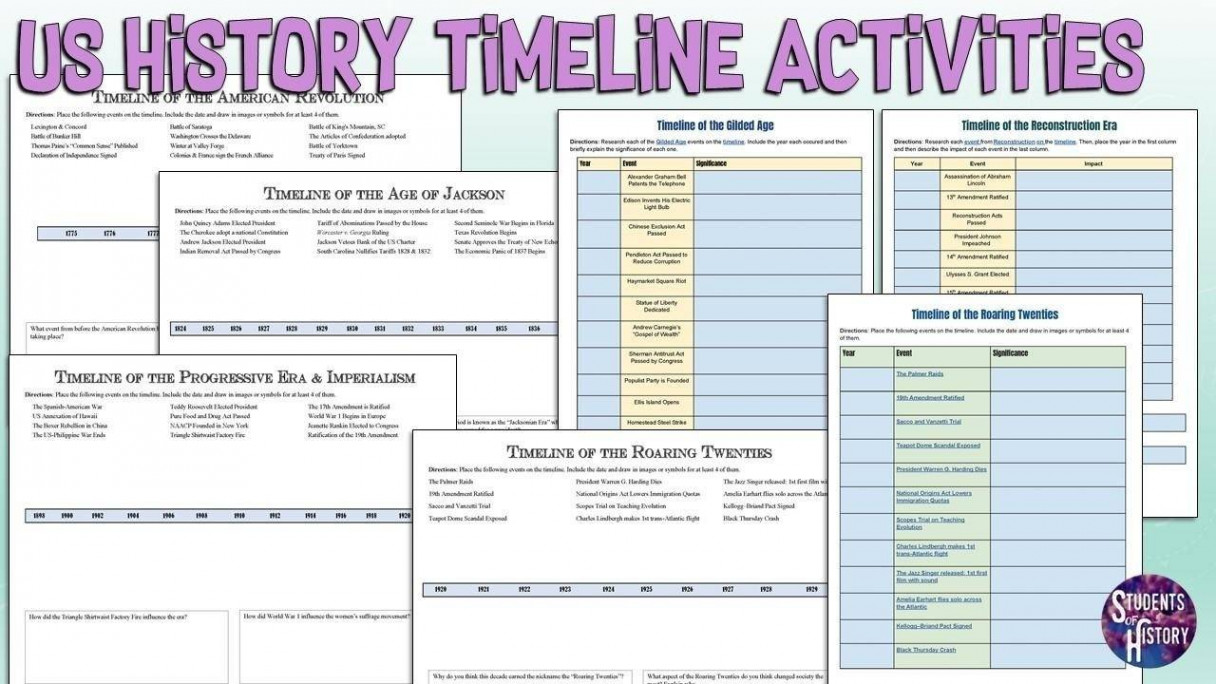 US History Printable Timeline Activities