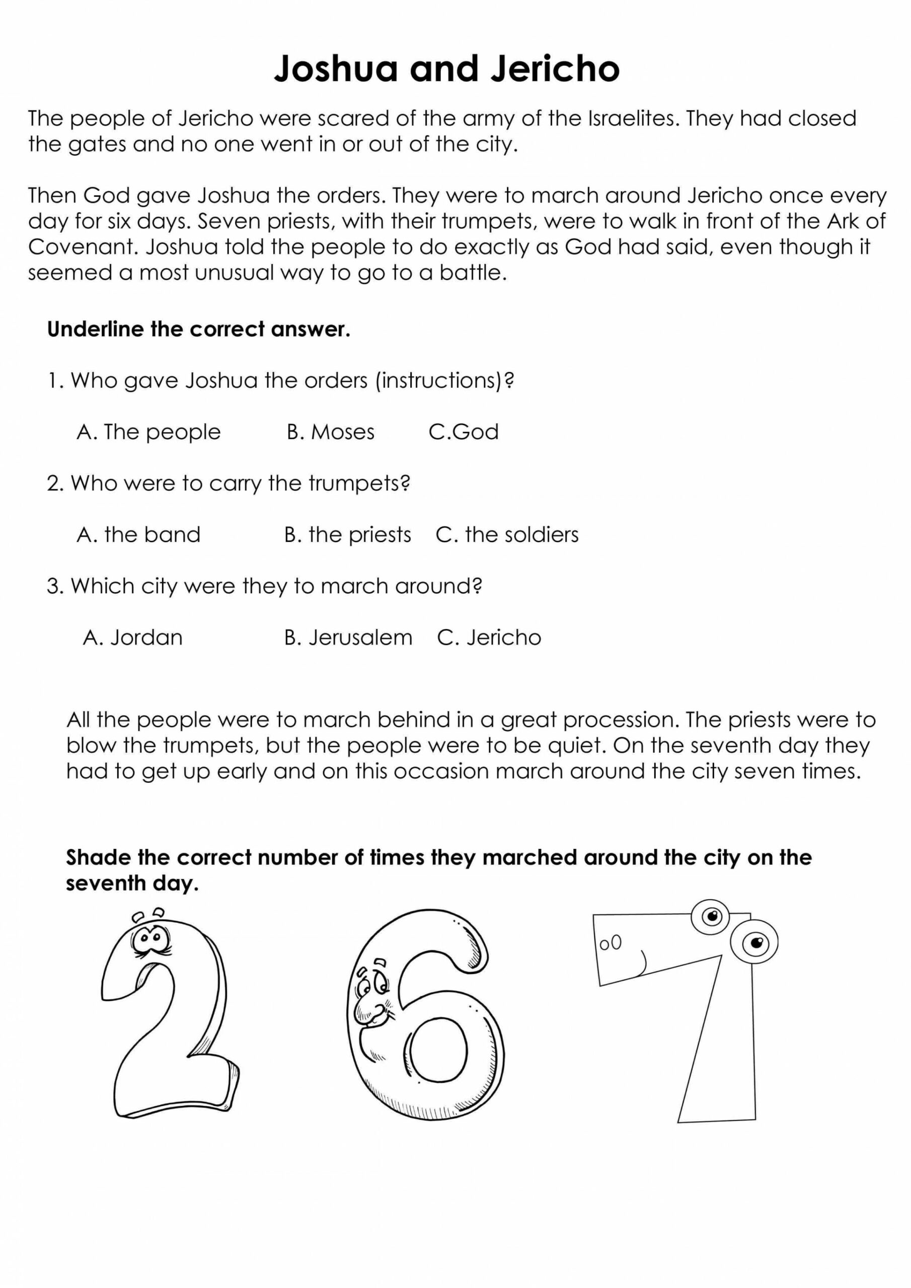 Worksheet- JOshua and Jericho  Bible worksheets, Bible lessons