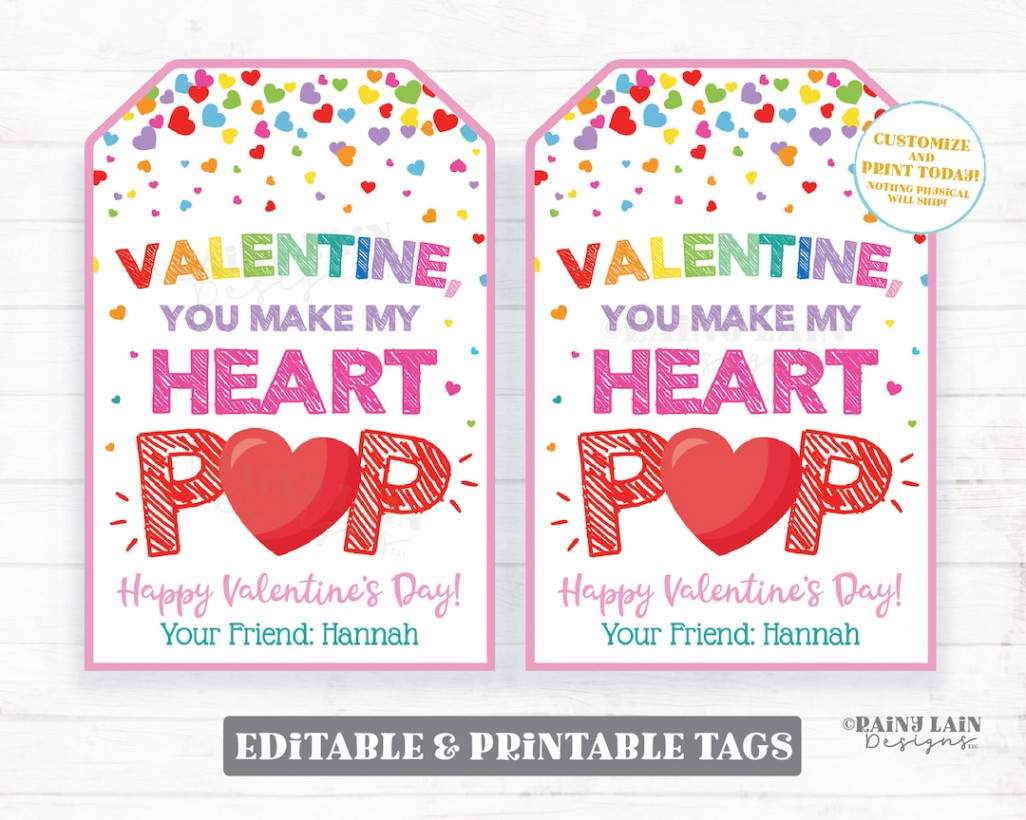 You Make My Heart Pop Valentine Pop Valentine Tag Lollipop - Etsy