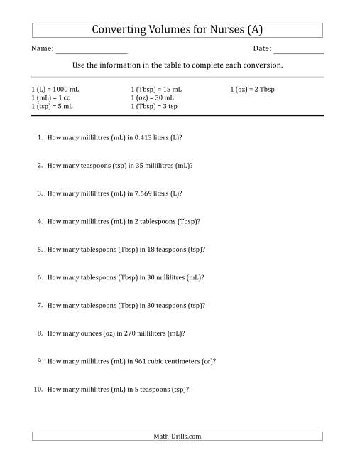 Best Medical Math Worksheets Pdf 1