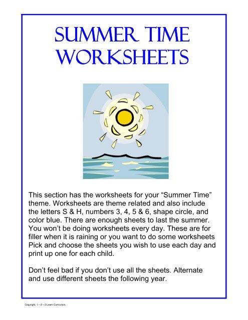 Best 45 Summer Time Worksheets For Kids Ideas 5