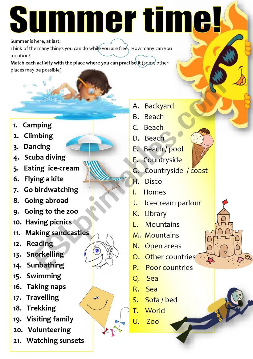 Best 45 Summer Time Worksheets For Kids Ideas 6