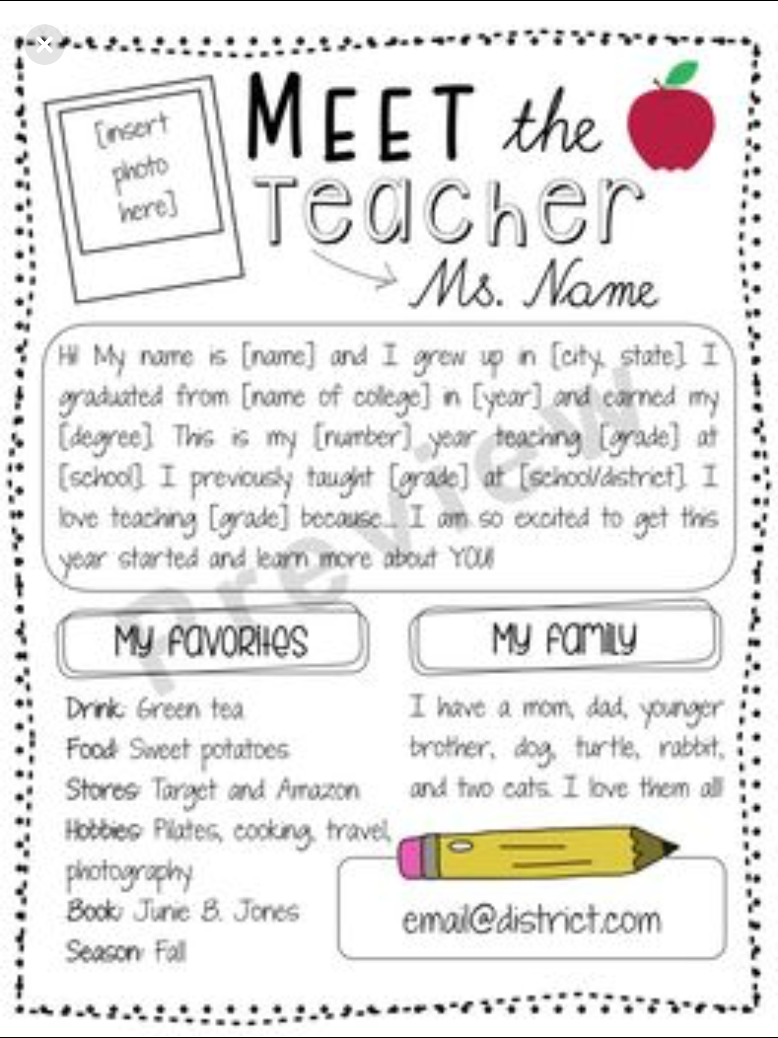 Best 45 Meet The Teacher Template Editable Ideas 4