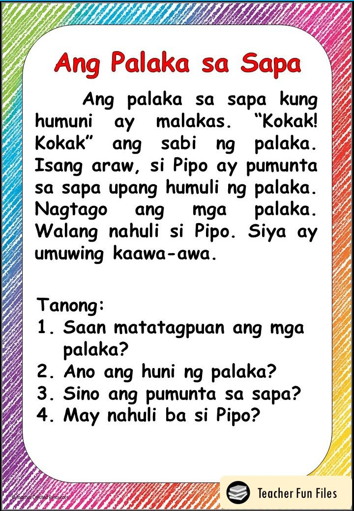 30 1St Grade Reading Worksheets Tagalog English