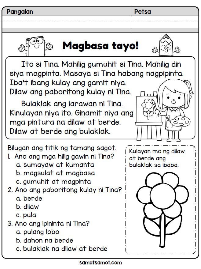 30 1St Grade Reading Worksheets Tagalog English