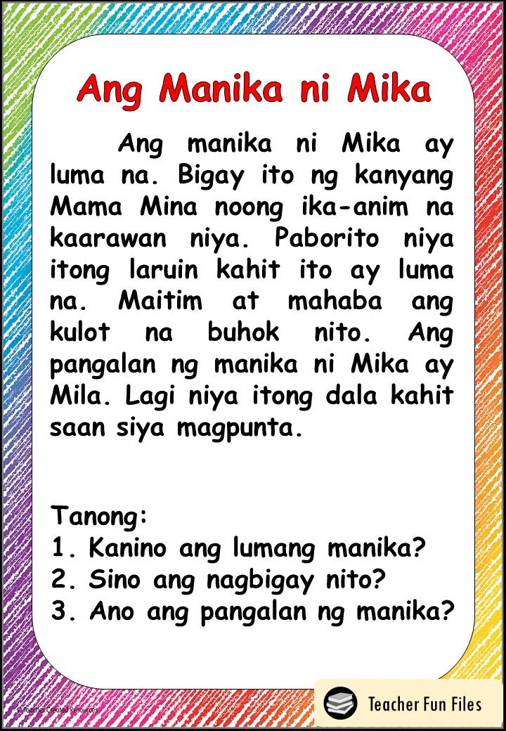 30 1St Grade Reading Worksheets Tagalog English